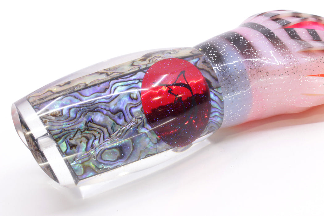 Bonze Lures Paua Shell Red Eyes Submission 14" 13oz Skirted White & Black/Pink