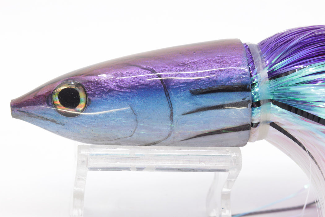 Ali'i Kai Lures Small Aku 9" 6.5oz Strobez Purple-White/Ice Blue with Aku Stripes