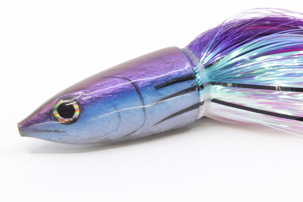 Ali'i Kai Lures Small Aku 9" 6.5oz Strobez Purple-White/Ice Blue with Aku Stripes