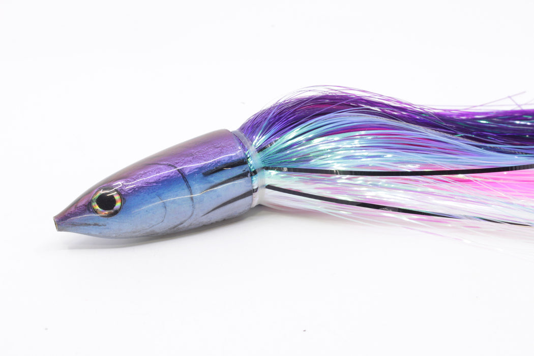 Ali'i Kai Lures Small Aku 9" 6.5oz Strobez Purple-White/Ice Blue with Aku Stripes