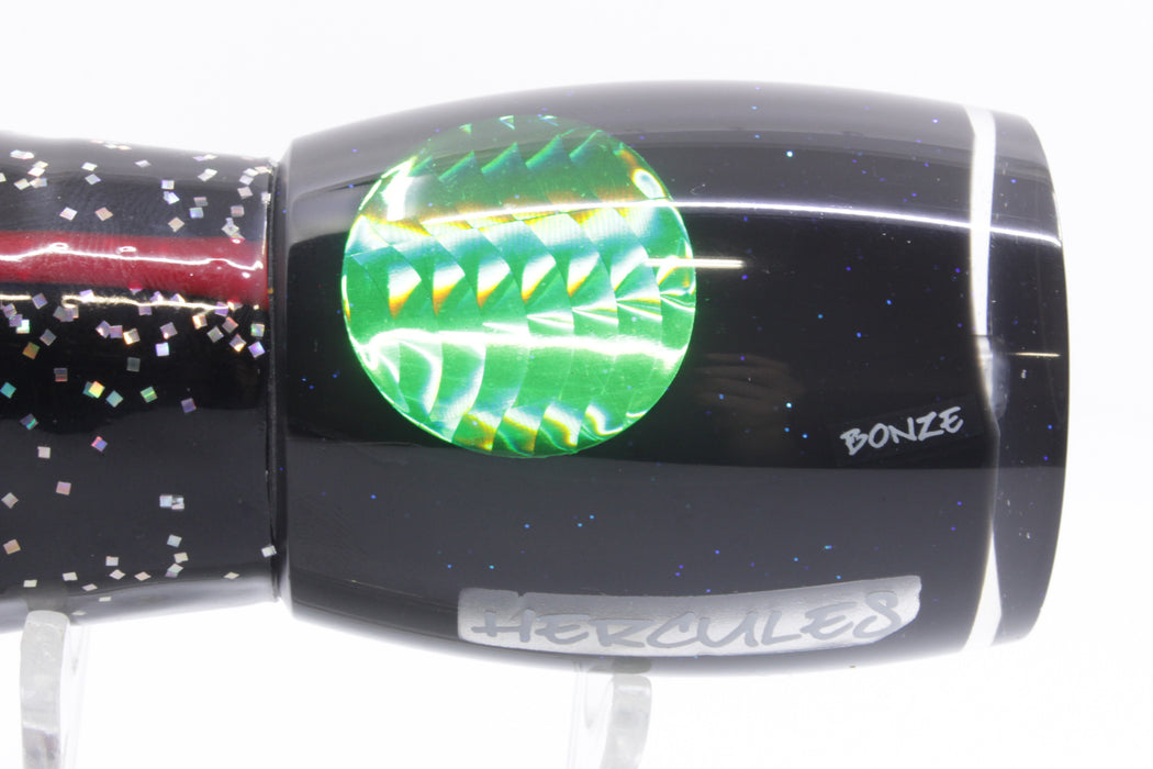 Bonze Lures Black Pearl Green Eyes Hercules 12" 9.6oz Black/Green-Blue Bars