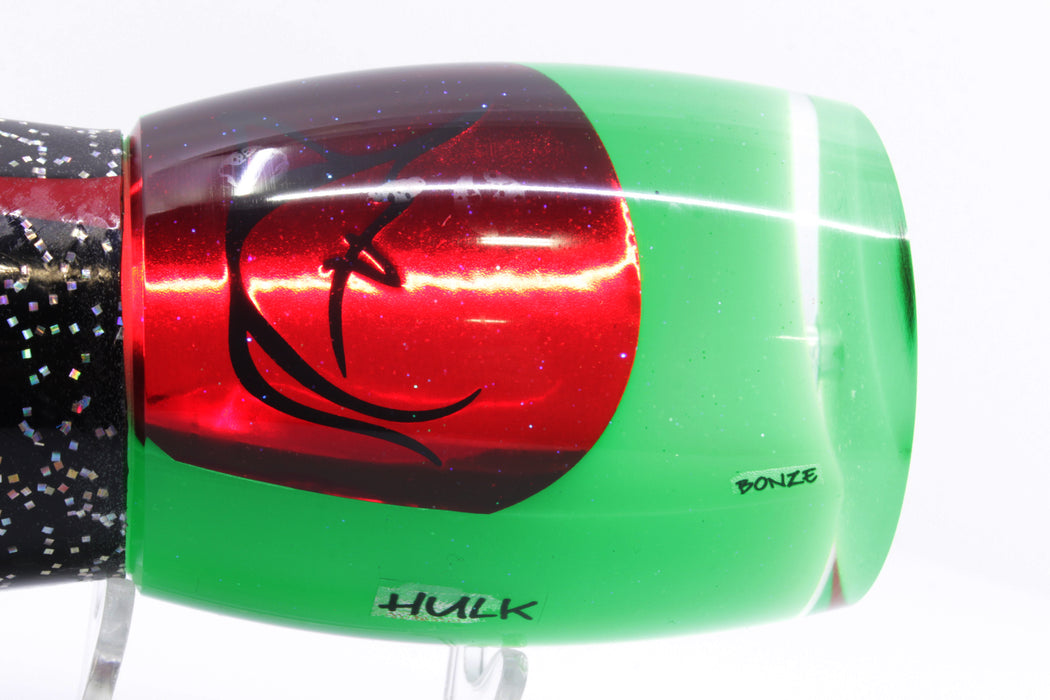 Bonze Lures Green Pearl Red Eyes Hulk 16" 18.5oz Black/Green-Blue Bars