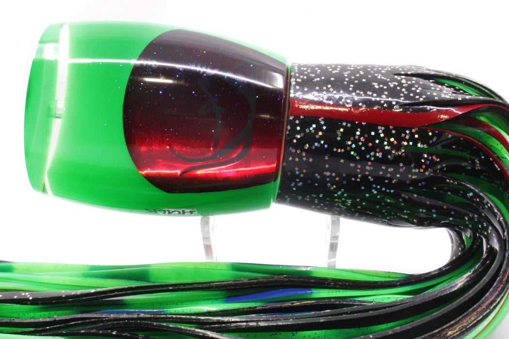 Bonze Lures Green Pearl Red Eyes Hulk 16" 18.5oz Black/Green-Blue Bars