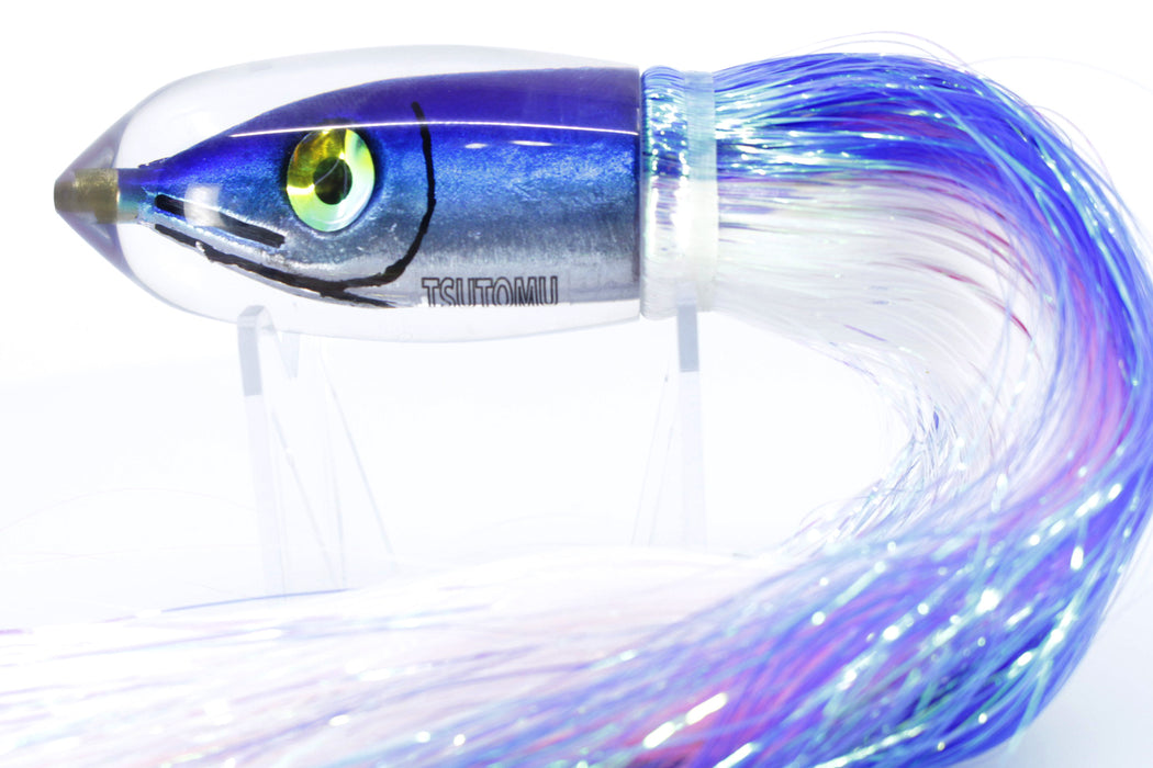 Tsutomu Lures "Malolo" Dark Blue-Blue-Silver Fish Head Moke Bullet 9" 5.6oz Flashabou