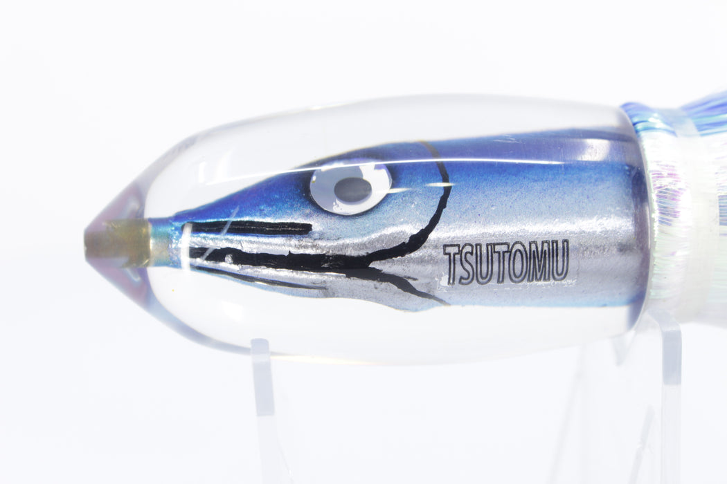Tsutomu Lures "Malolo" Dark Blue-Blue-Silver Fish Head Moke Bullet 9" 5.6oz Flashabou