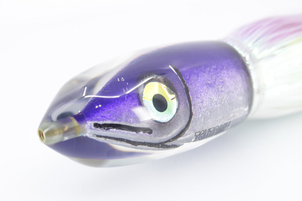 Tsutomu Lures Purple-Silver Fish Head Moke Bullet 9" 5.6oz Flashabou