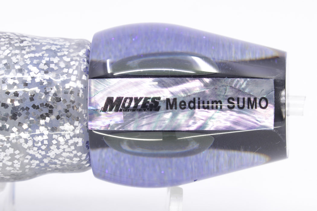 Moyes Lures Black Pearl Blue Back Medium Sumo 12" 6.8oz Skirted Blue & Black Bars