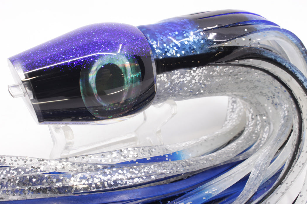 Moyes Lures Black Pearl Blue Back Medium Sumo 12" 6.8oz Skirted Blue & Black Bars