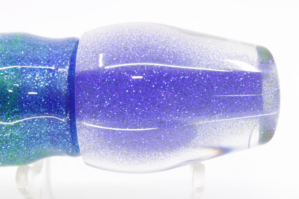 Moyes Lures Clear Mirrored Blue Back Medium Sumo 12" 6.8oz Skirted Blue-Silver/Rainbow