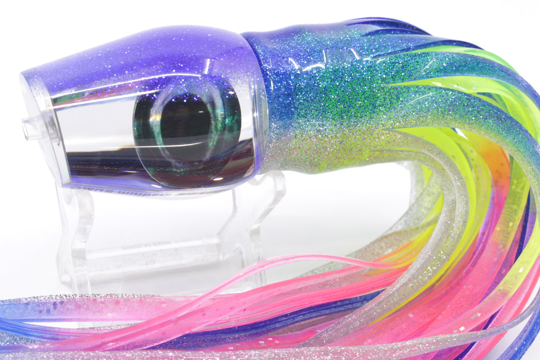 Moyes Lures Clear Mirrored Blue Back Medium Sumo 12" 6.8oz Skirted Blue-Silver/Rainbow