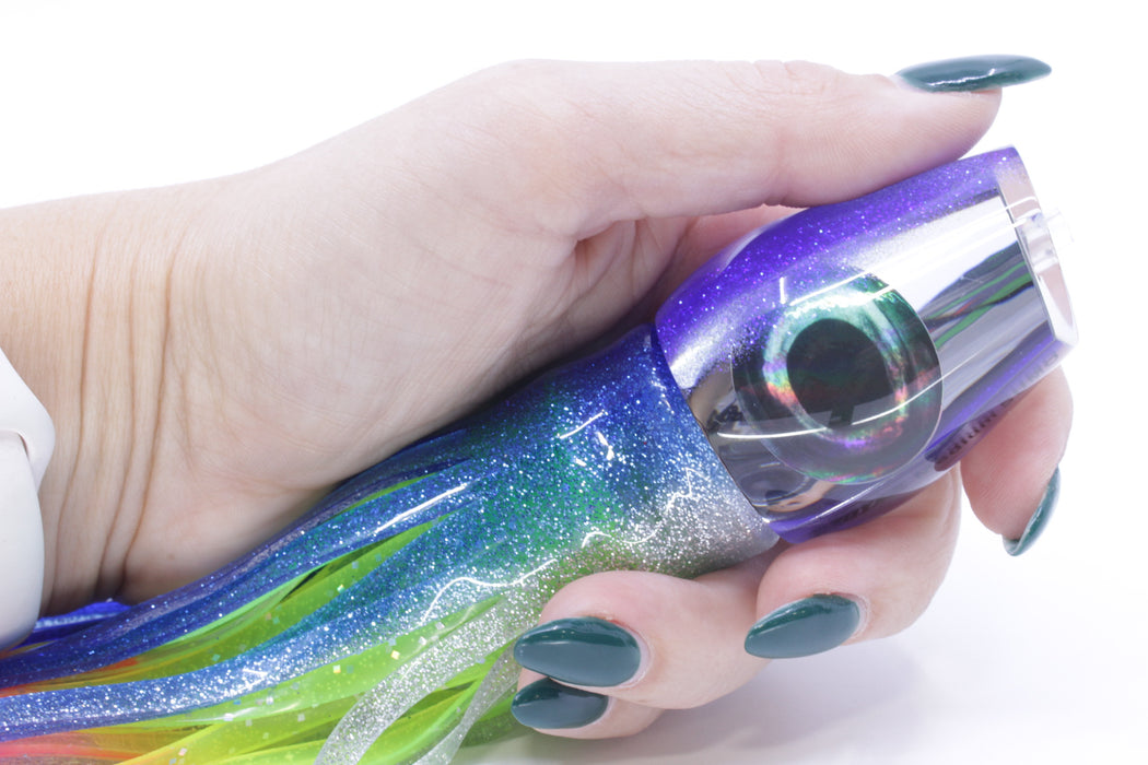 Moyes Lures Clear Mirrored Blue Back Medium Sumo 12" 6.8oz Skirted Blue-Silver/Rainbow