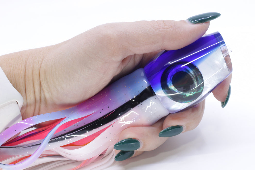 Moyes Lures White MOP Blue Back Medium Sumo 12" 6.8oz Skirted Gay Bob