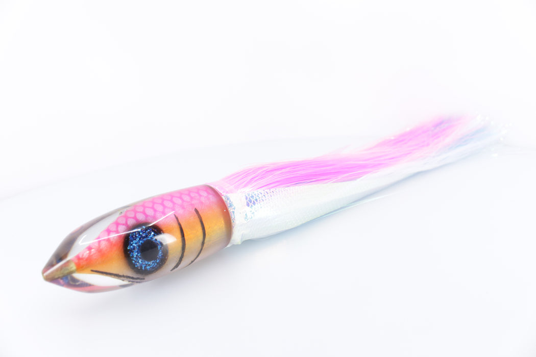 Tsutomu Lures "Da Amaebi" Pink-Orange Fish Head H1 Bullet 9"+ 9oz Strobez with Wings