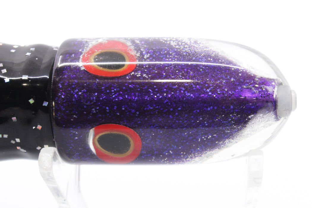 Jackpot Lures Purple-Silver Fish Head Small Bullet 9" 7oz Skirted Black-Purple Stripes