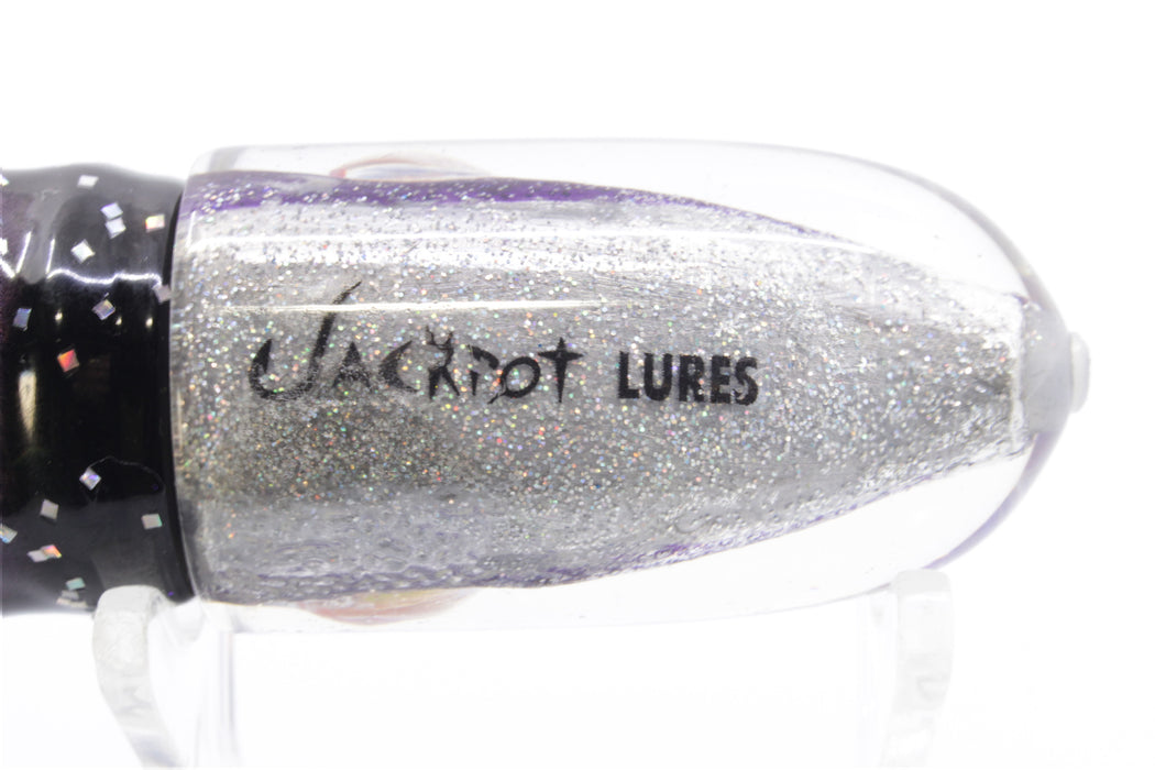 Jackpot Lures Purple-Silver Fish Head Small Bullet 9" 7oz Skirted Black-Purple Stripes