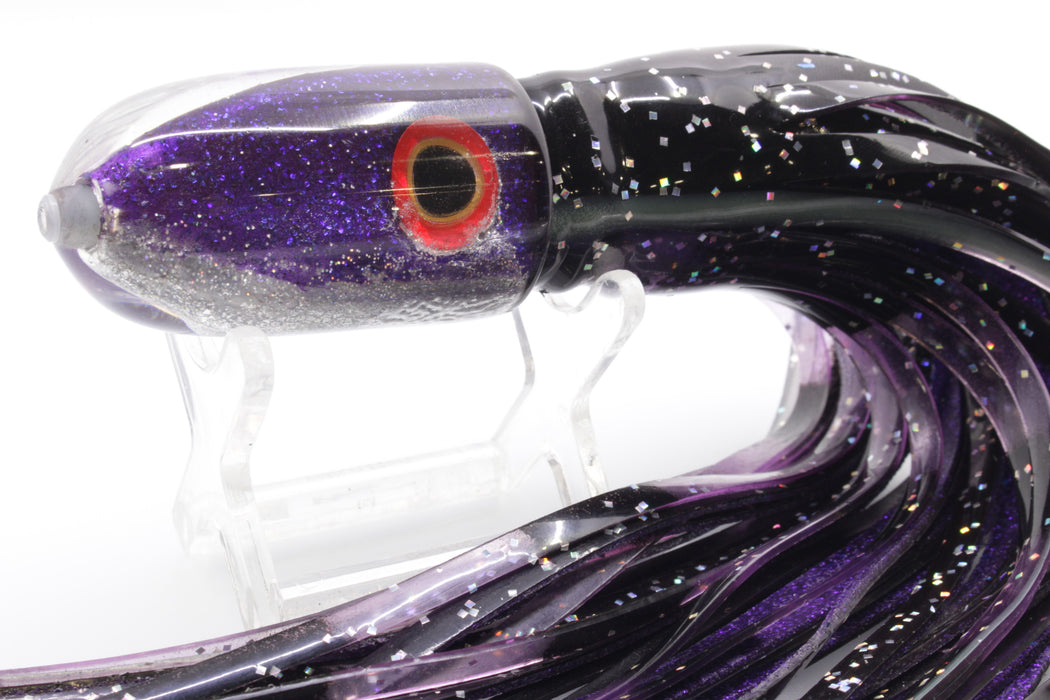 Jackpot Lures Purple-Silver Fish Head Small Bullet 9" 7oz Skirted Black-Purple Stripes