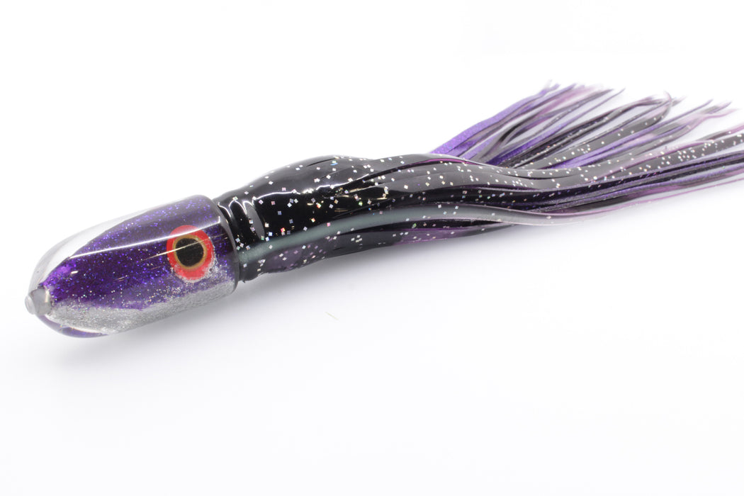 Jackpot Lures Purple-Silver Fish Head Small Bullet 9" 7oz Skirted Black-Purple Stripes