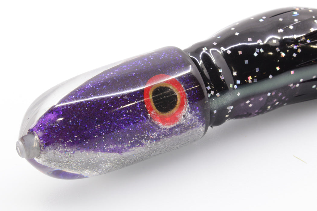 Jackpot Lures Purple-Silver Fish Head Small Bullet 9" 7oz Skirted Black-Purple Stripes