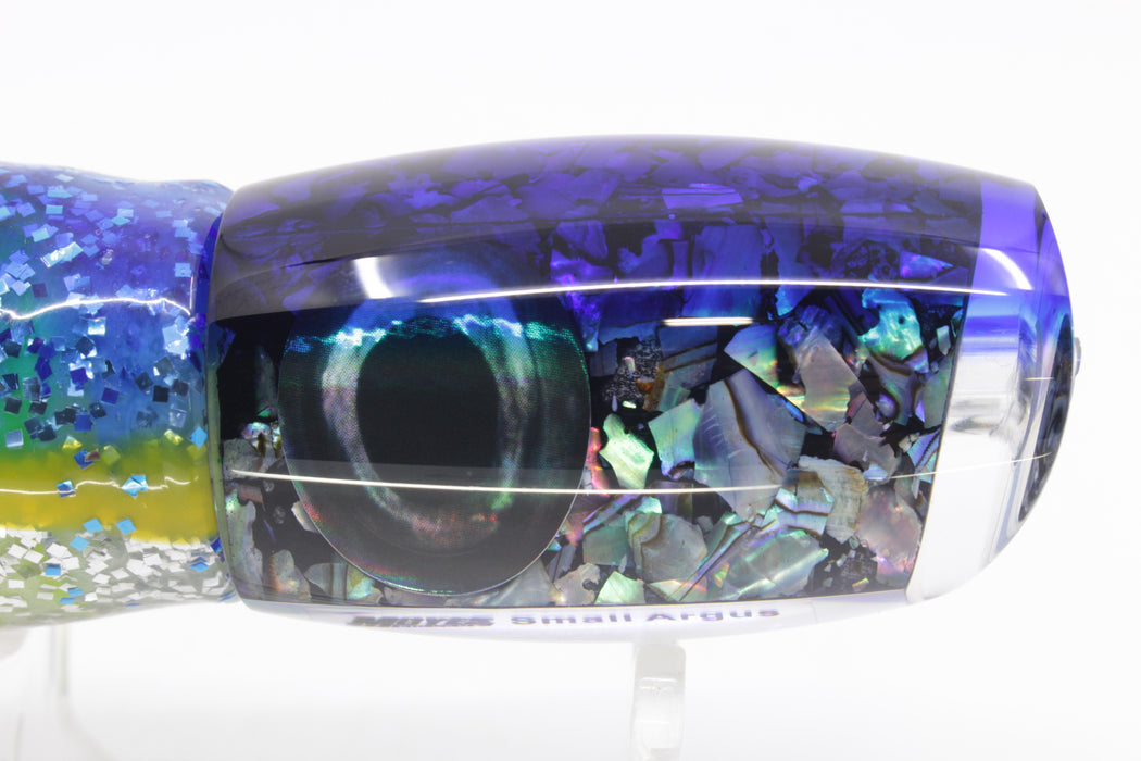 Moyes Lures S&P Blue Back Taxi Eyes Small Argus 9" 3.5oz Skirted Blue-Yellow-Silver