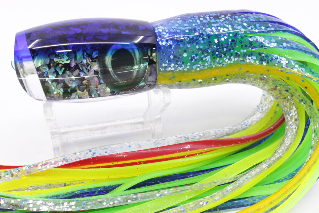 Moyes Lures S&P Blue Back Taxi Eyes Small Argus 9" 3.5oz Skirted Blue-Yellow-Silver