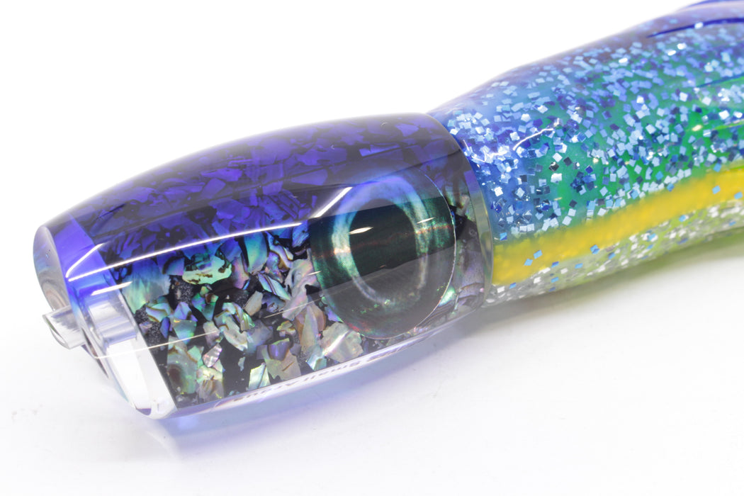 Moyes Lures S&P Blue Back Taxi Eyes Small Argus 9" 3.5oz Skirted Blue-Yellow-Silver