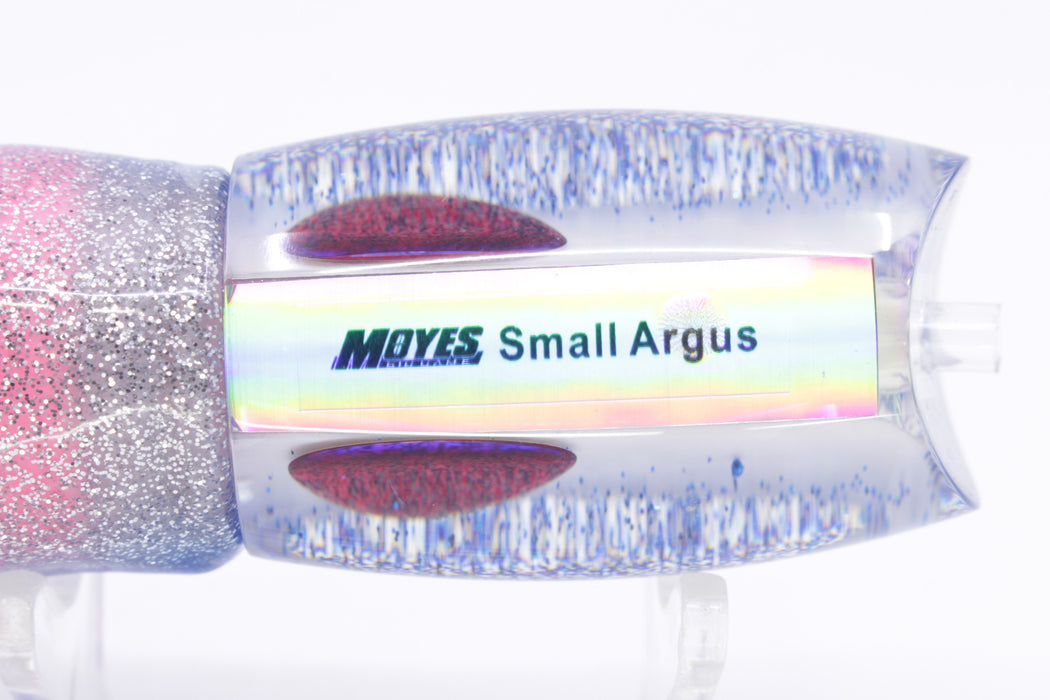 Moyes Lures White MOP Blue Glitter Back Small Argus 9" 3.5oz Skirted Blue-Silver/Pink