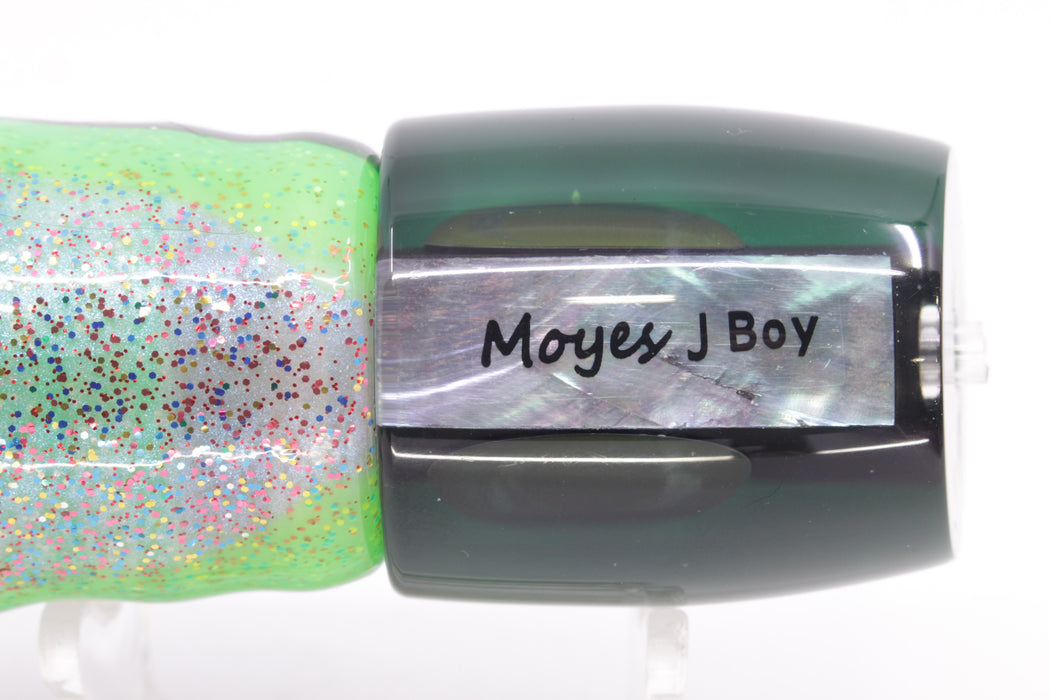 Moyes Lures Black Pearl Black-Green Back Taxi Eyes Medium J-Boy 12" 7oz Skirted