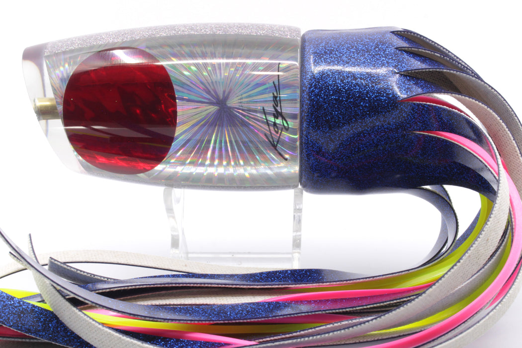 Koya Lures Silver Rainbow Starburst Red Eyes Large Poi Dog 16" 13.5oz Vinyl Dark Blue