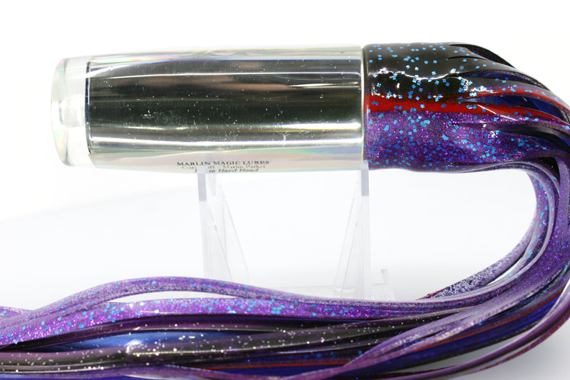 Marlin Magic Clear Mirrored-Rainbow Large Hard Head 12" 7oz Skirted Black-Purple