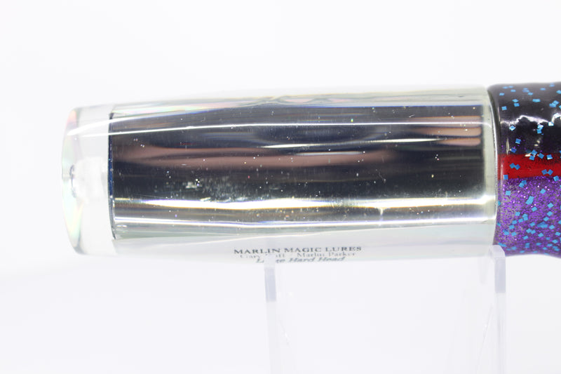 Marlin Magic Clear Mirrored-Rainbow Large Hard Head 12" 7oz Skirted Black-Purple