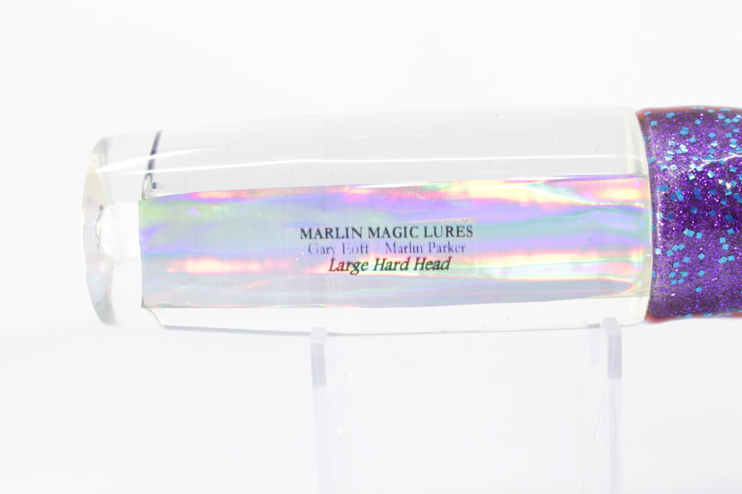 Marlin Magic Clear Mirrored-Rainbow Large Hard Head 12" 7oz Skirted Black-Purple