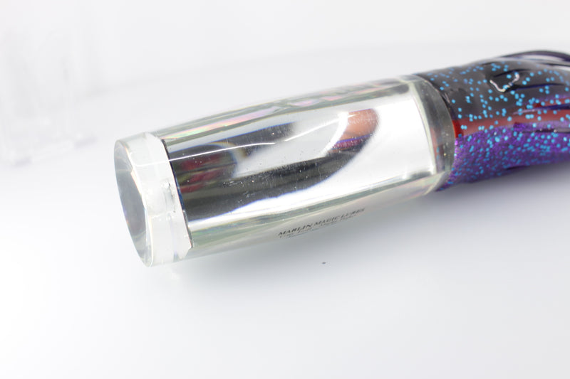 Marlin Magic Clear Mirrored-Rainbow Large Hard Head 12" 7oz Skirted Black-Purple