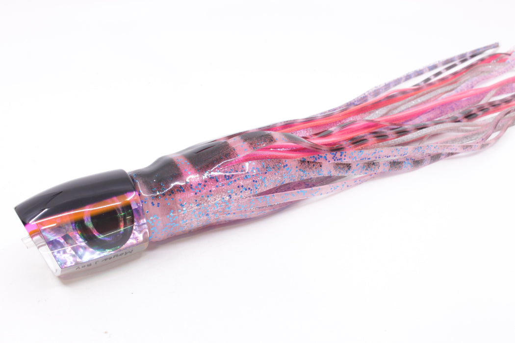 Moyes Lures Rainbow MOP Black-Pink Back Taxi Eyes Medium J-Boy 12" 7oz Skirted