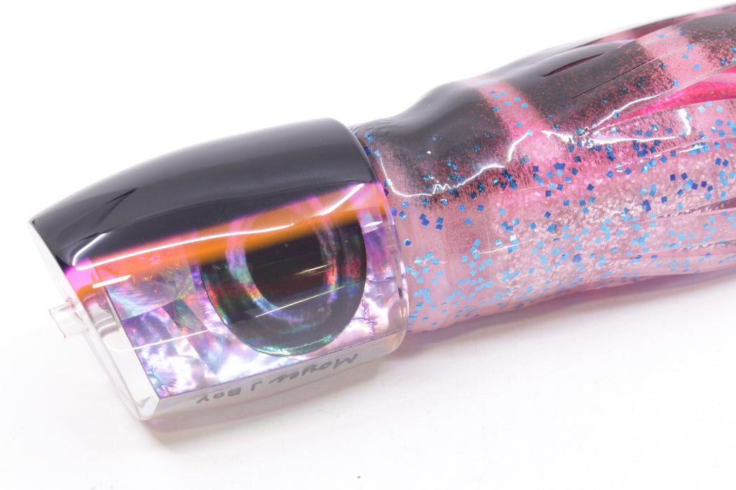 Moyes Lures Rainbow MOP Black-Pink Back Taxi Eyes Medium J-Boy 12" 7oz Skirted