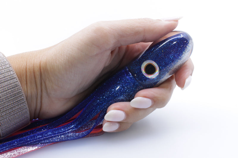 Jackpot Lures Blue-Silver Fish Head Small Bullet 9" 7oz Skirted Blue-Silver/Pink EZ-K
