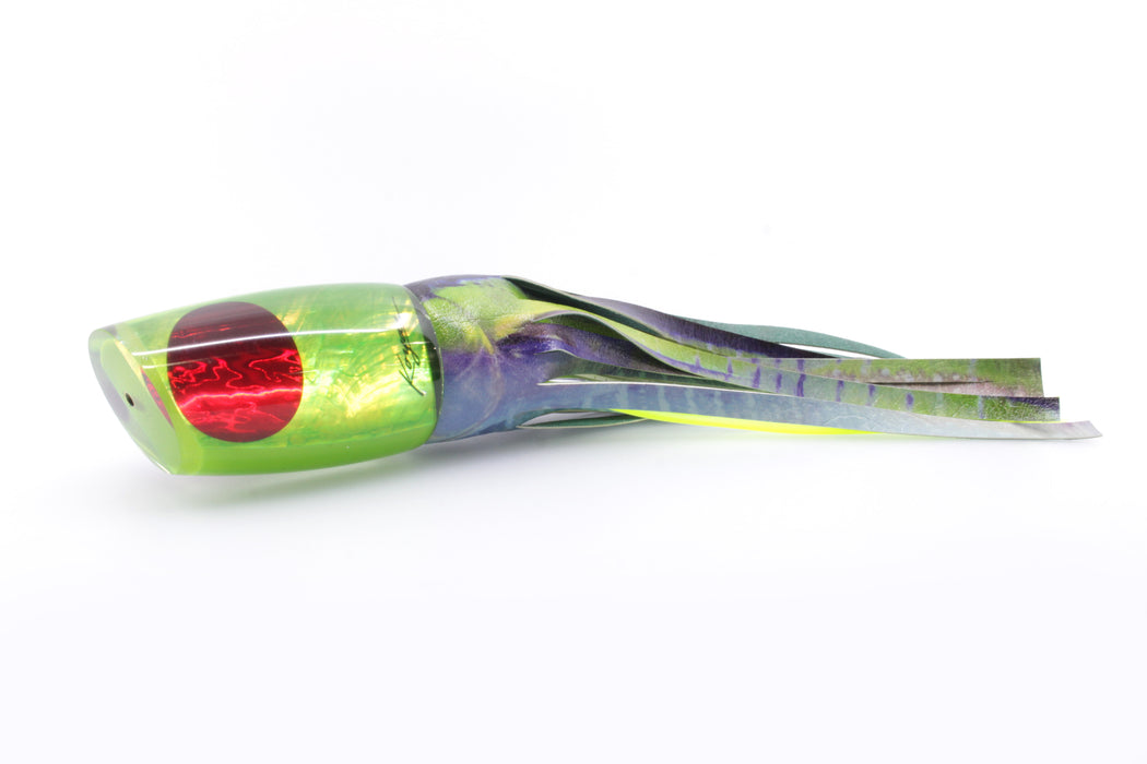 Koya Lures Lime Green MOP Red Eyes Large Poi Dog 16" 13.5oz ALV Vinyl Green Yellowfin