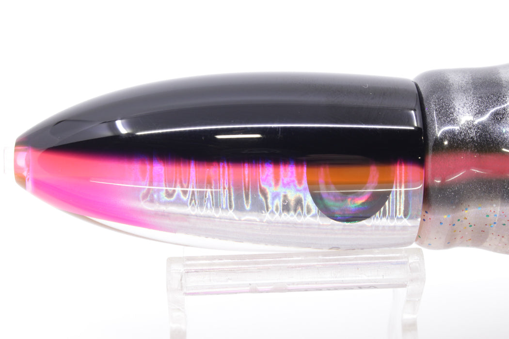 Moyes Lures Silver Aurora Black-Pink Back Keeled Medium Ono Bullet 9" 8.7oz Skirted