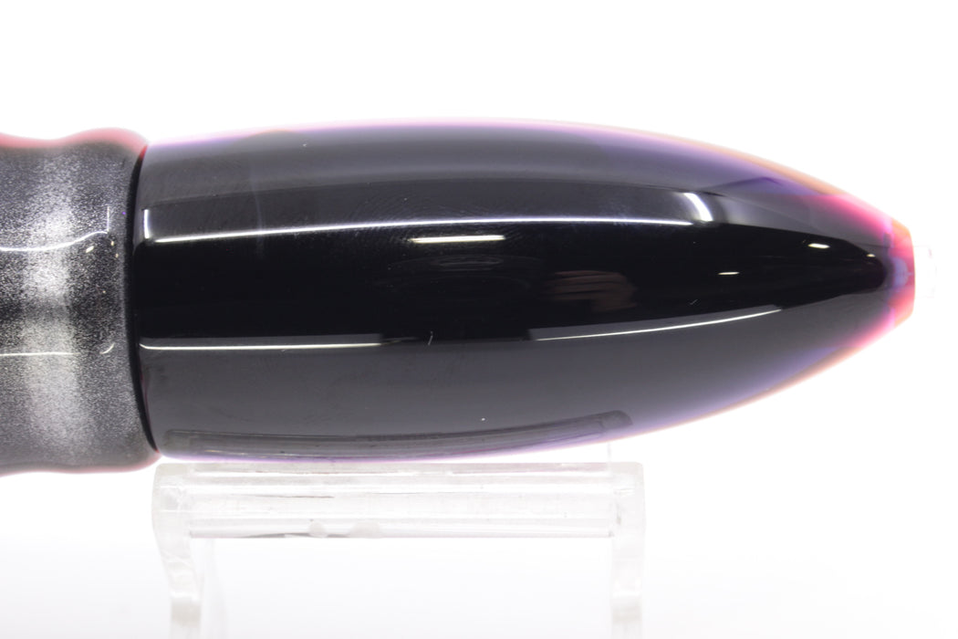 Moyes Lures Silver Aurora Black-Pink Back Keeled Medium Ono Bullet 9" 8.7oz Skirted