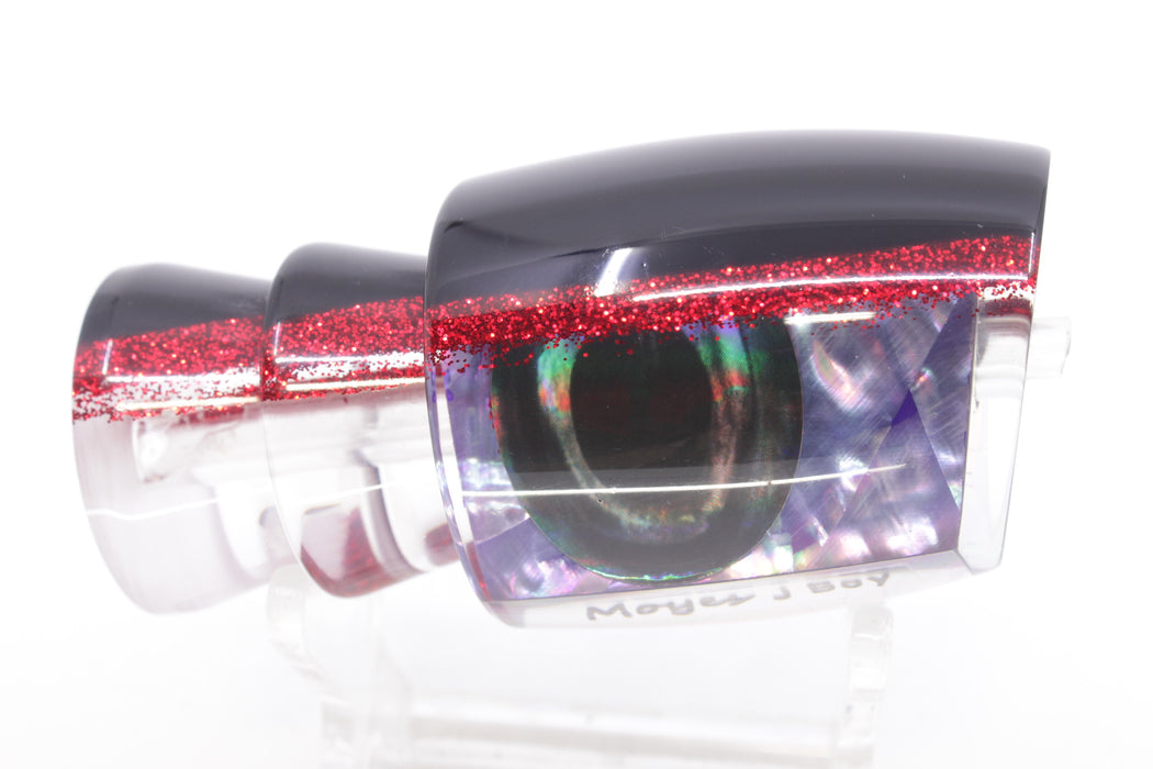 Moyes Lures Rainbow MOP Black-Red Back Taxi Eyes Medium J-Boy 12" 4oz