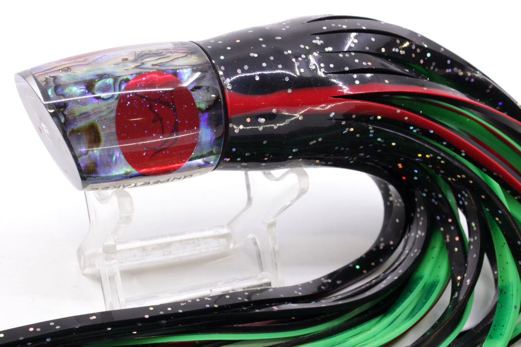 Bonze Lures Paua Shell Red Eyes Undertaker 9" 5.2oz Skirted Black/Green