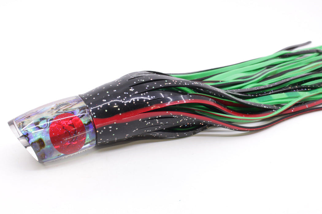 Bonze Lures Paua Shell Red Eyes Undertaker 9" 5.2oz Skirted Black/Green