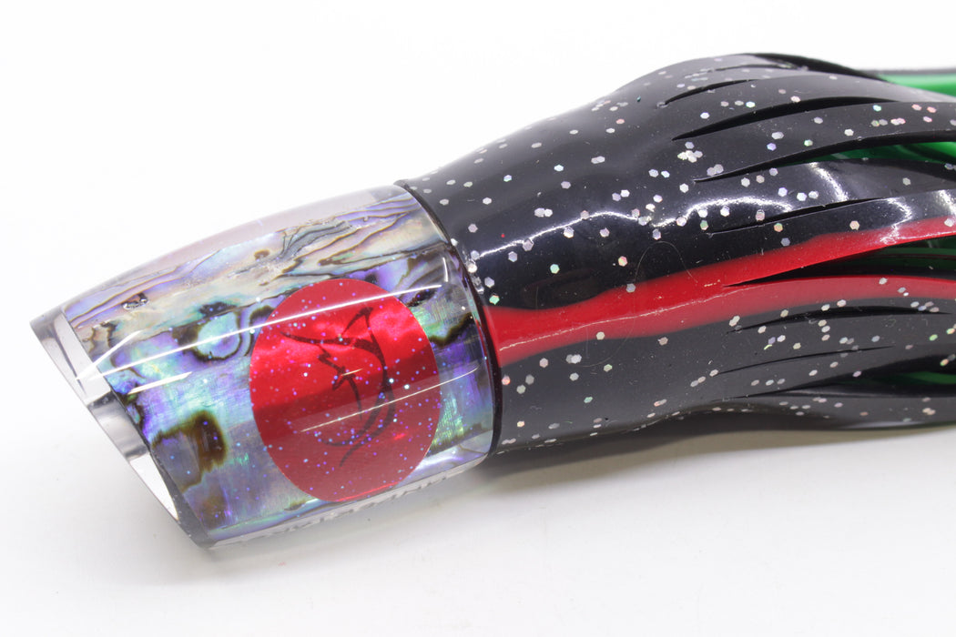 Bonze Lures Paua Shell Red Eyes Undertaker 9" 5.2oz Skirted Black/Green