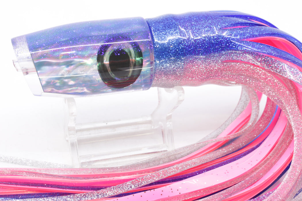 Moyes Lures Blue Awabi Blue Glitter Back Small Plunger 9" 5oz Skirted Blue-Silver/Pink