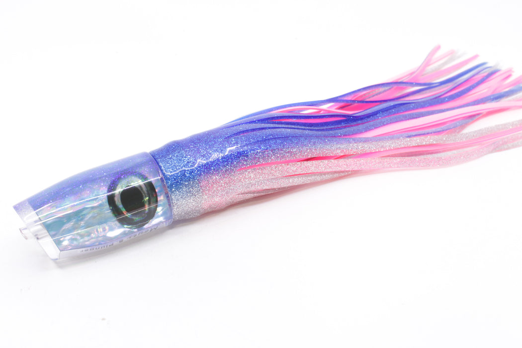 Moyes Lures Blue Awabi Blue Glitter Back Small Plunger 9" 5oz Skirted Blue-Silver/Pink
