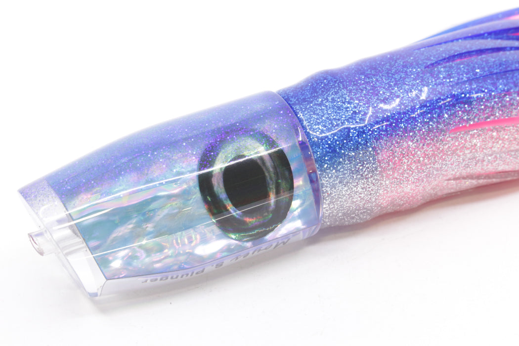 Moyes Lures Blue Awabi Blue Glitter Back Small Plunger 9" 5oz Skirted Blue-Silver/Pink