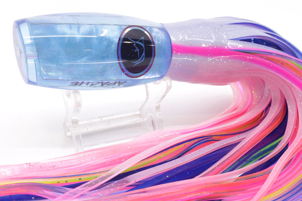Bonze Lures Ice Blue MOP Black Eyes Apache 9" 5.2oz Skirted Blue-Pink Salmon