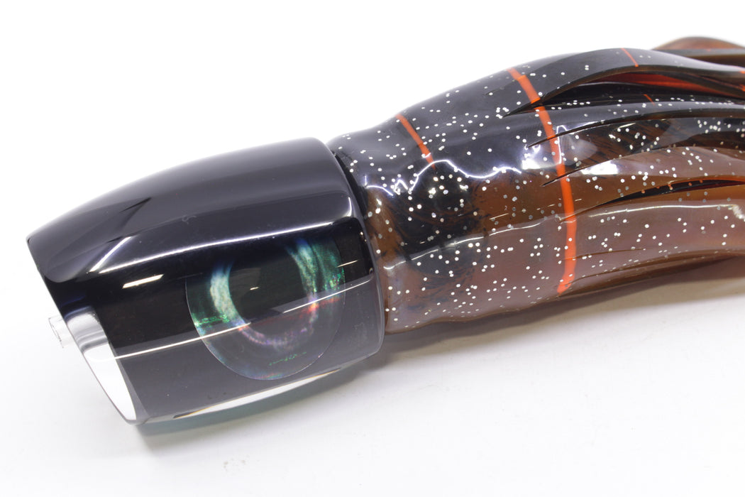 Moyes Lures Black Pearl Black Back Medium J-Boy 12" 7oz Skirted Black-Root Beer Kajiki