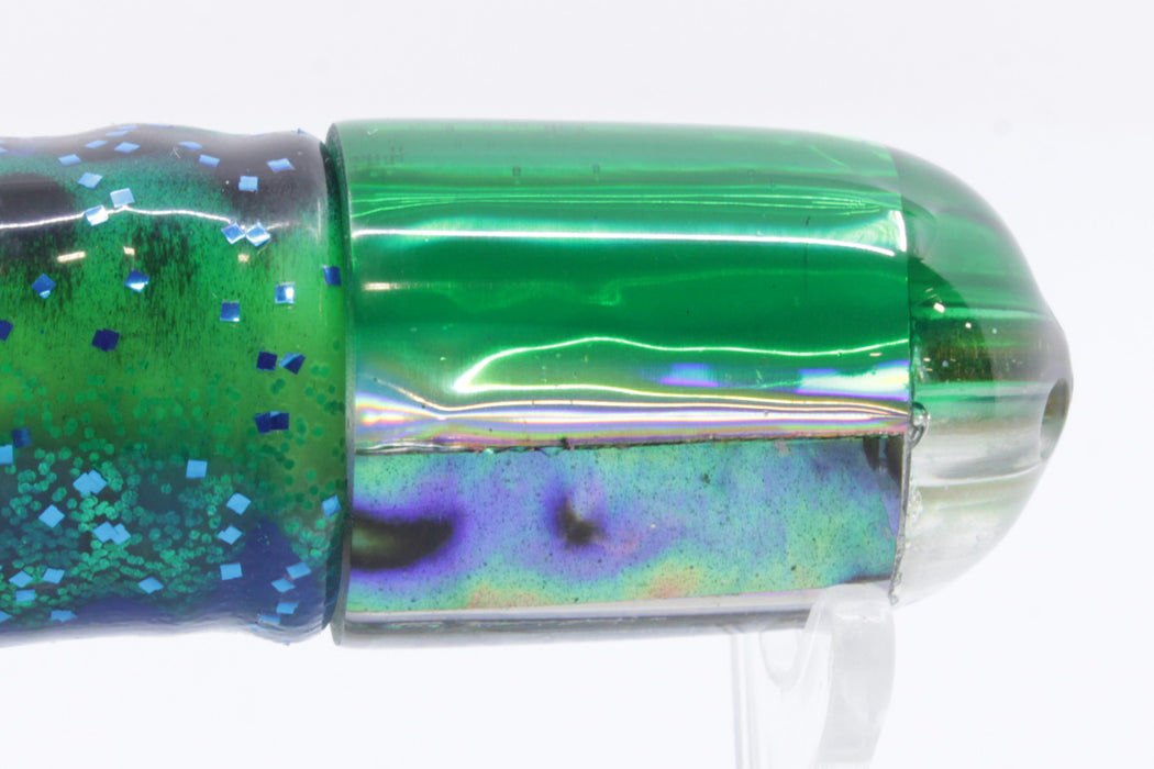 Marlin Magic Blue-Purple Abalone Green Back 4-Hole Jetted Ahi P Bullet 7" 3.7oz Skirted