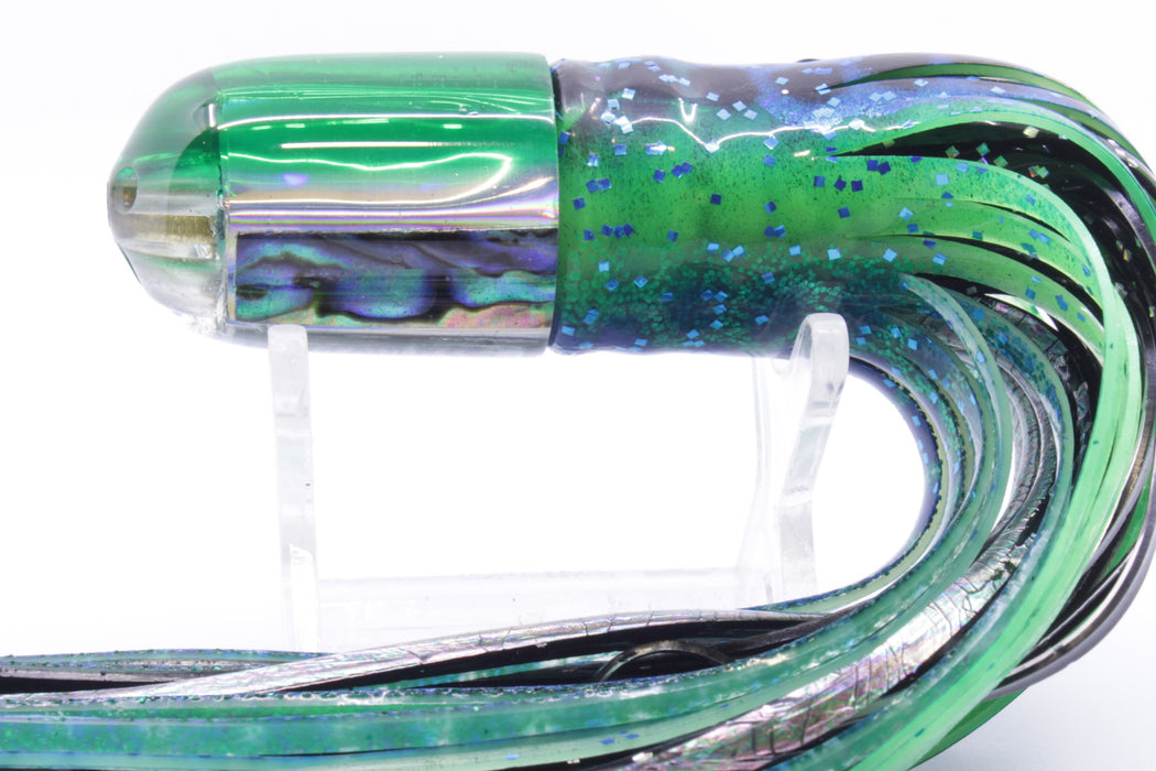 Marlin Magic Blue-Purple Abalone Green Back 4-Hole Jetted Ahi P Bullet 7" 3.7oz Skirted