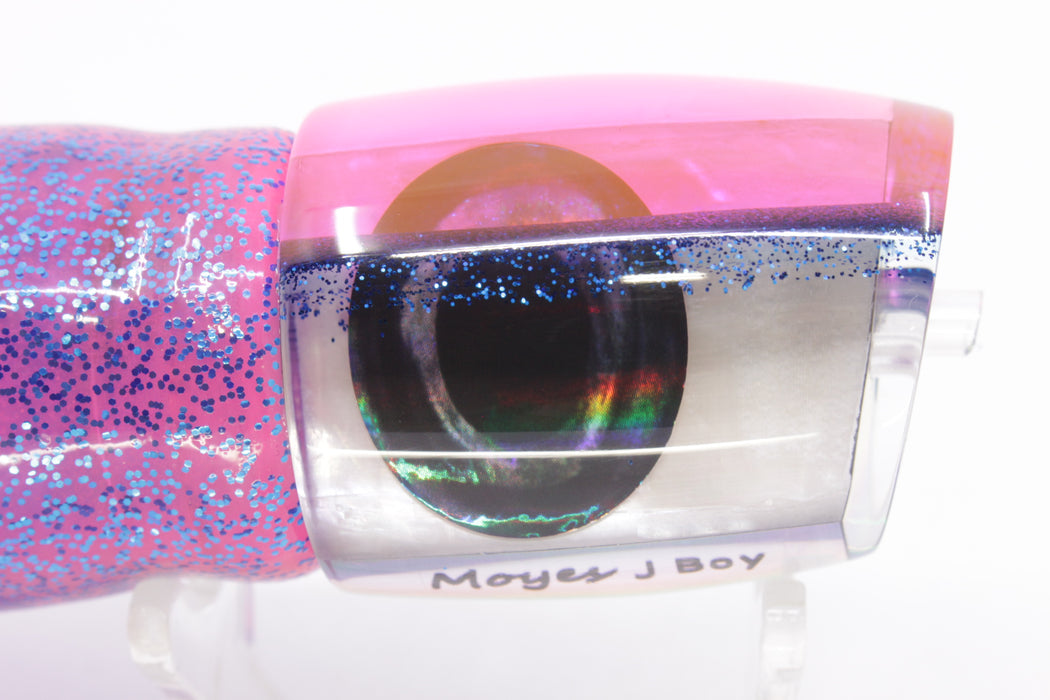 Moyes Lures White MOP Pink-Blue Back Taxi Eyes Medium J-Boy 12" 7oz Skirted Pink/Blue